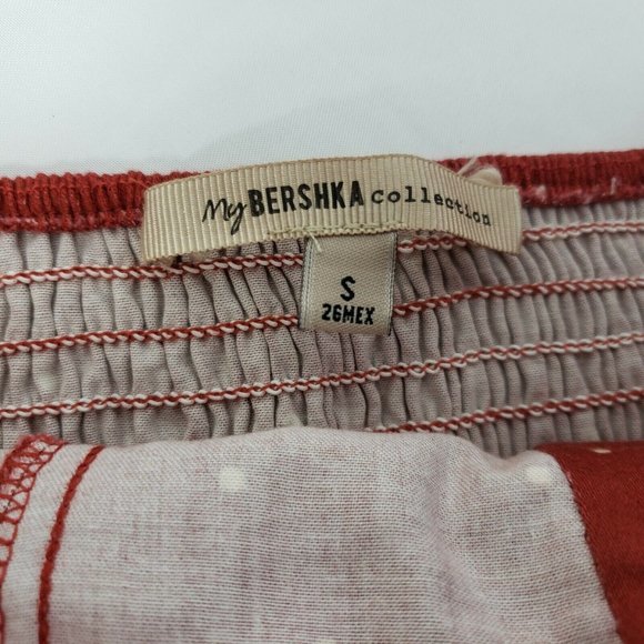 Bershka Collection Womens‎ Dress poplin strapless Polka dot Size Small orange - Picture 8 of 8